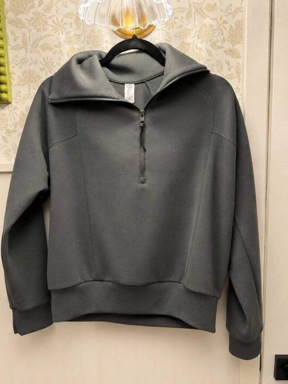 SPANX Dark Gray Green Half-Zip Pullover Size XS